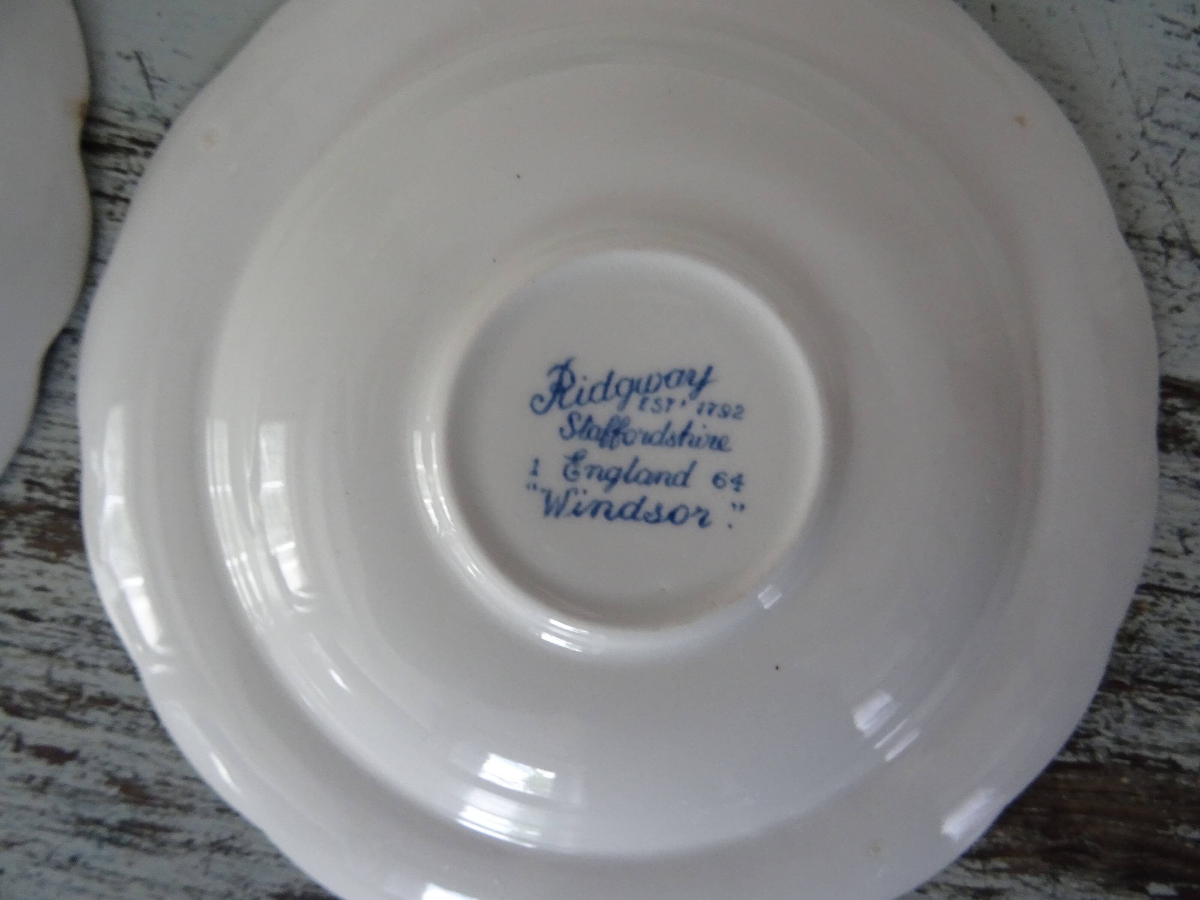 6 cups ridgway staffordshire windsor flowers blue