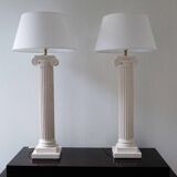 Pair of vintage antique column lamps