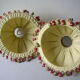Set of 2 old fabric lampshades with vintage retro deco tassel 30 cm