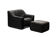 Maison De Sede. Armchair and its ottoman in black leather. 1970s.