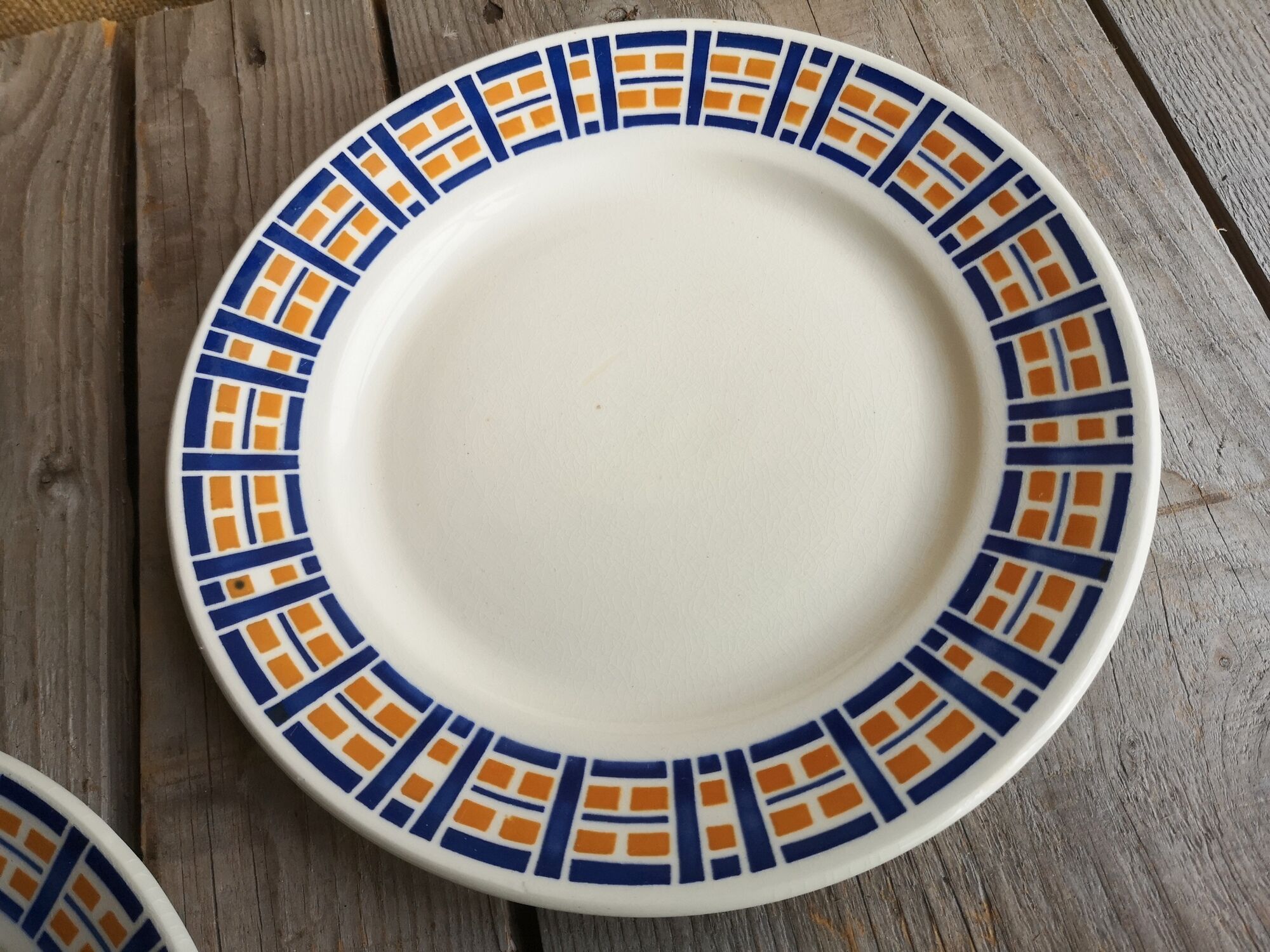 Set of 5 small old plates signed Badonviller