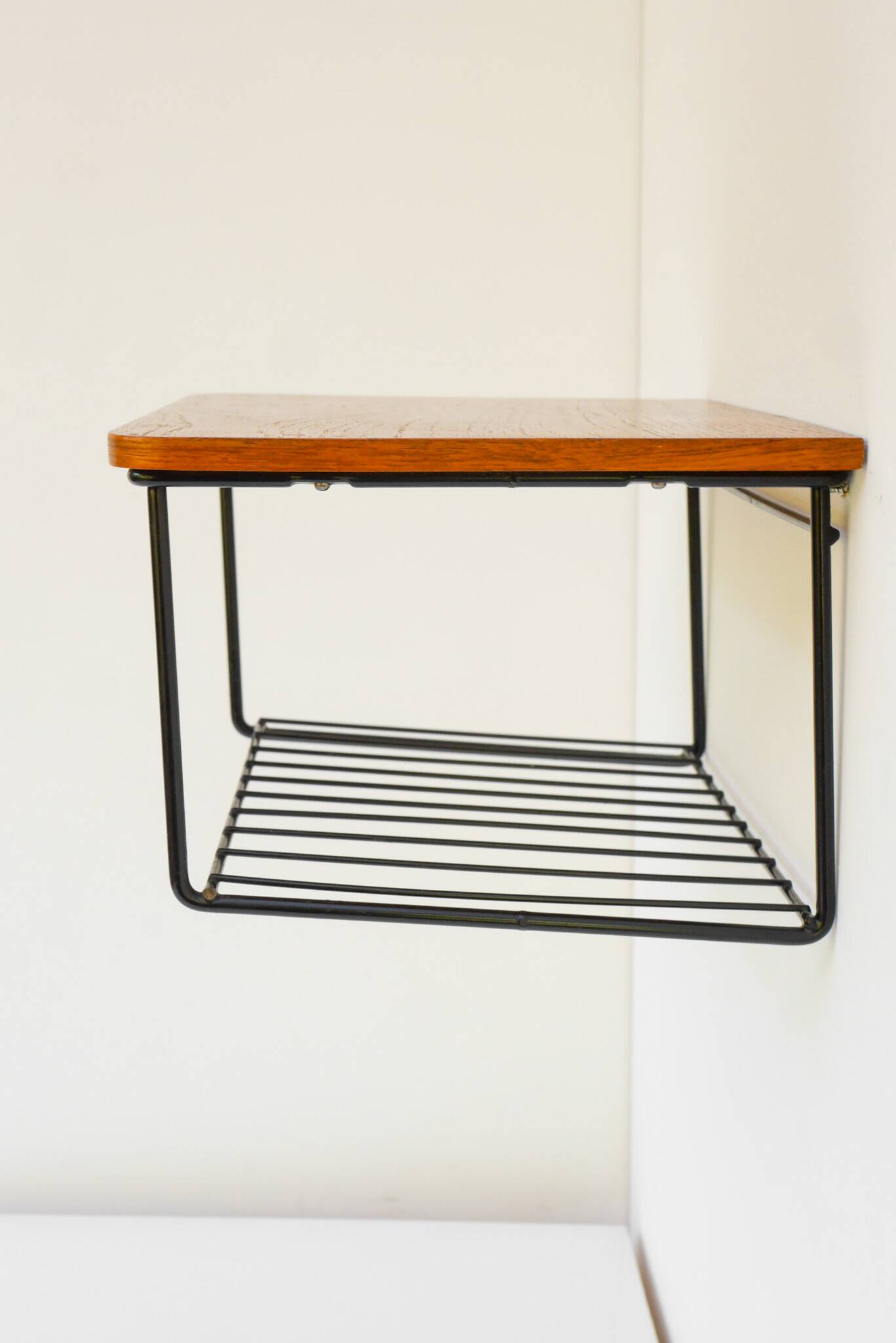 Vintage Floating Wall Shelf, Teak String Rack 60's Design