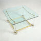 Table basse Hollywood Regency vintage en laiton & verre 1970s