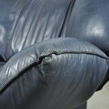 Leolux / vintage "tango" armchair in blue leather / jan armgardt / 1980s netherlands