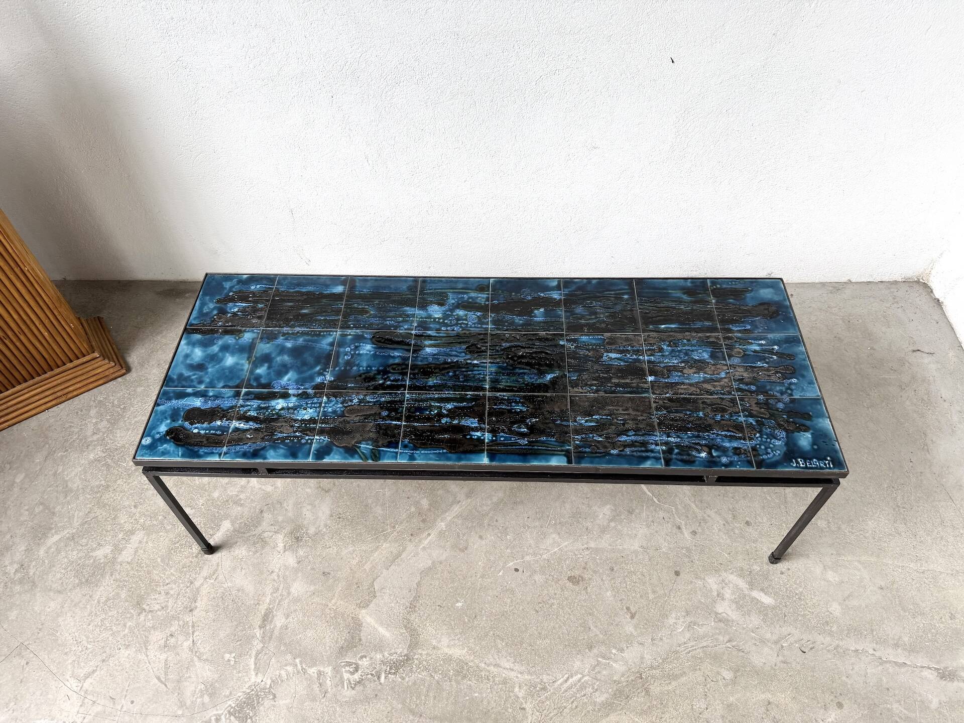 Metal and ceramic coffee table by J. Belarti, circa 1970
