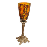 lampe  bronze style rocaille art nouveau , superbe tulipe , 36x15    ,,tres bon etat