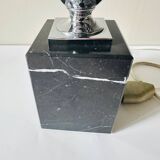 Vintage 70s metal and marble lamp