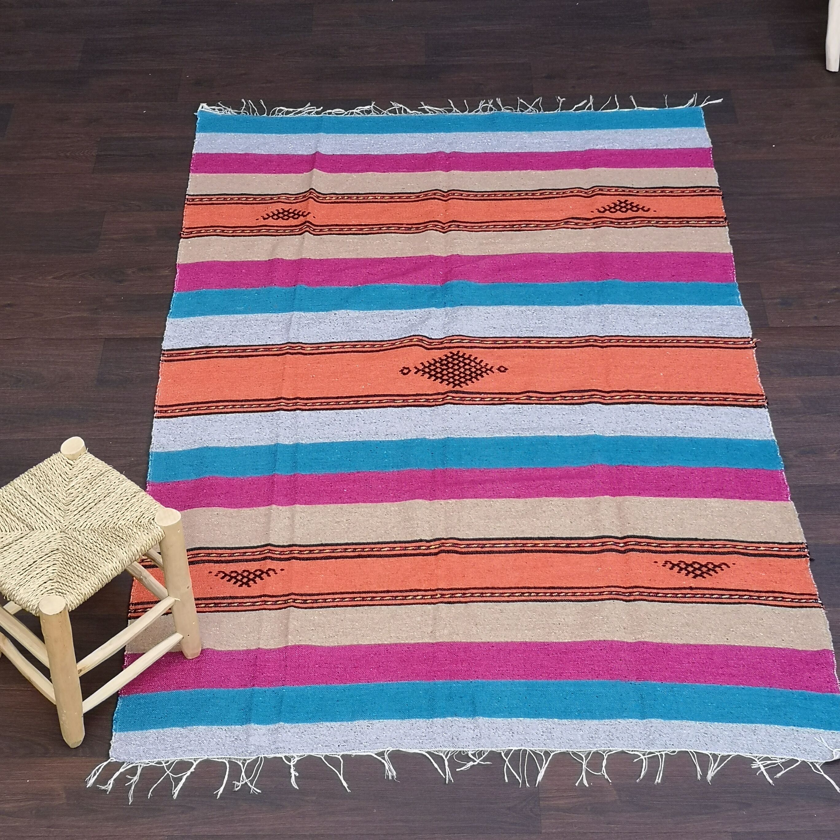 Moroccan berber carpet made multicolor hand 140 x 230 cm