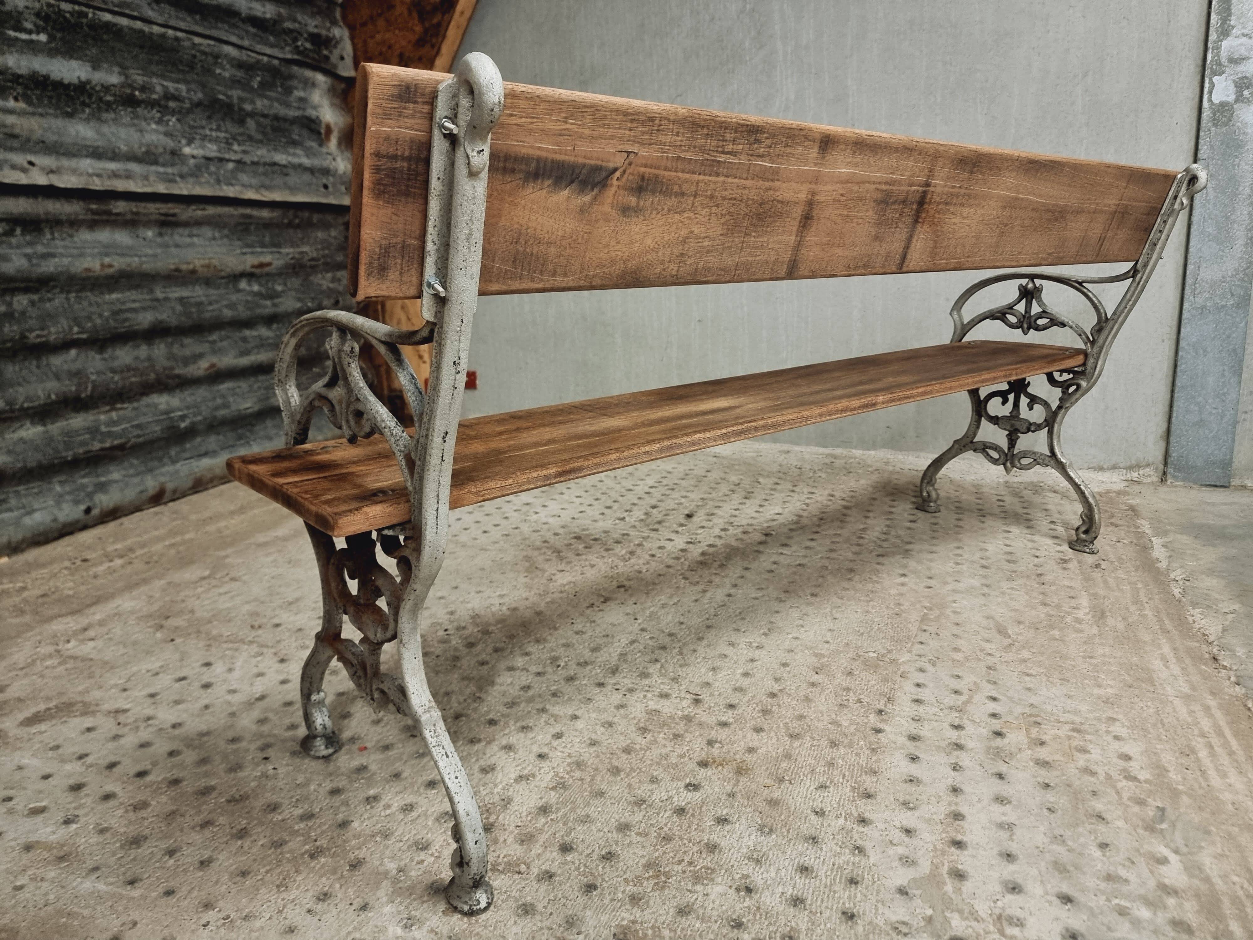 Old garden bench, park bench cast iron with hardwood 170 cm