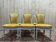 Set of 6 Louis XVI style chairs with polished wood and velvet.