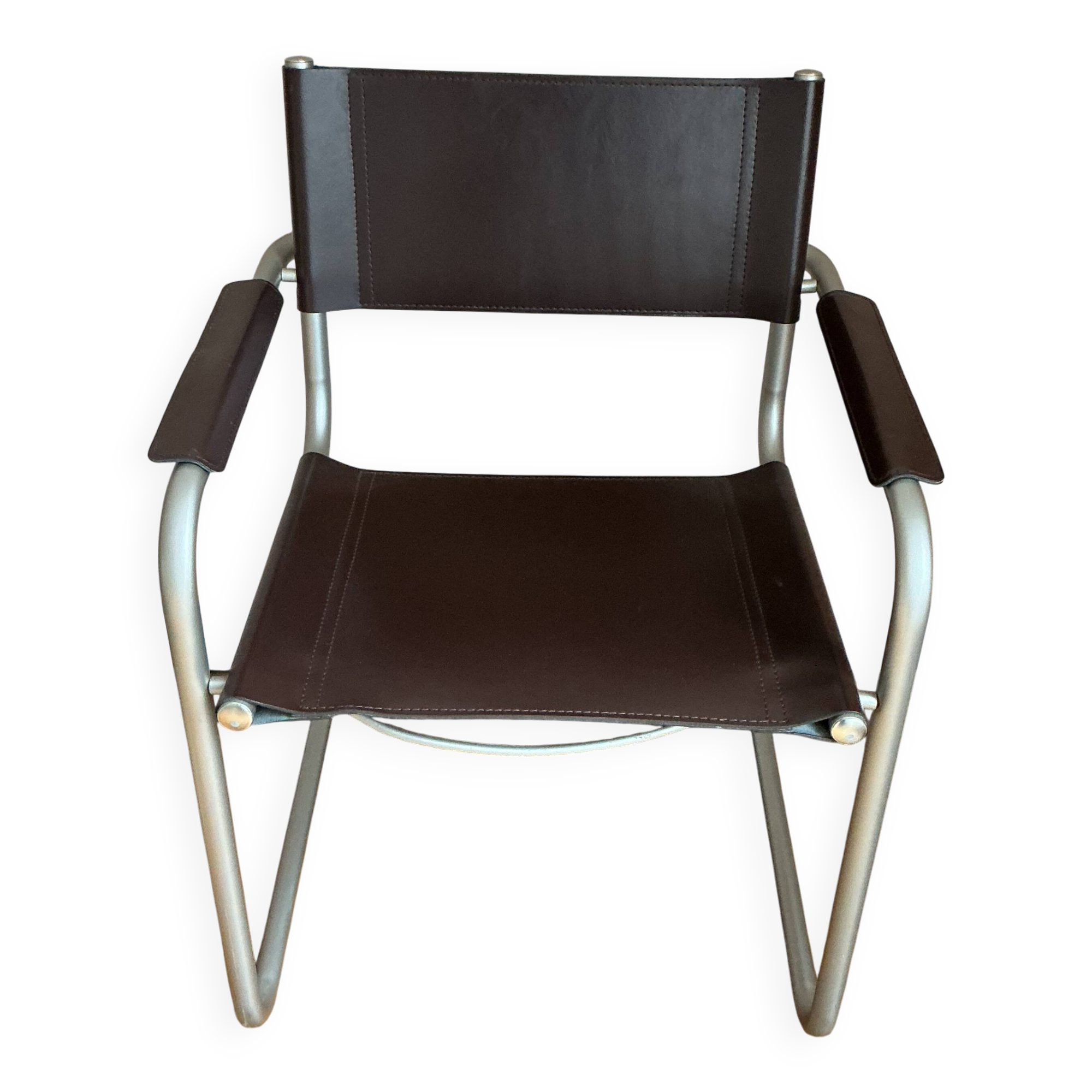 Metal and leather armchair, Marcel Breuer style.