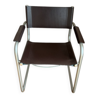 Metal and leather armchair, Marcel Breuer style.