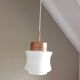 suspension en opaline blanche et metal cuivré, années 60-70
