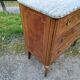Louis XV, Louis XVI transitional style chest of drawers in marble and wood marquetry