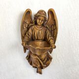 Bénitier ange en bois ancien