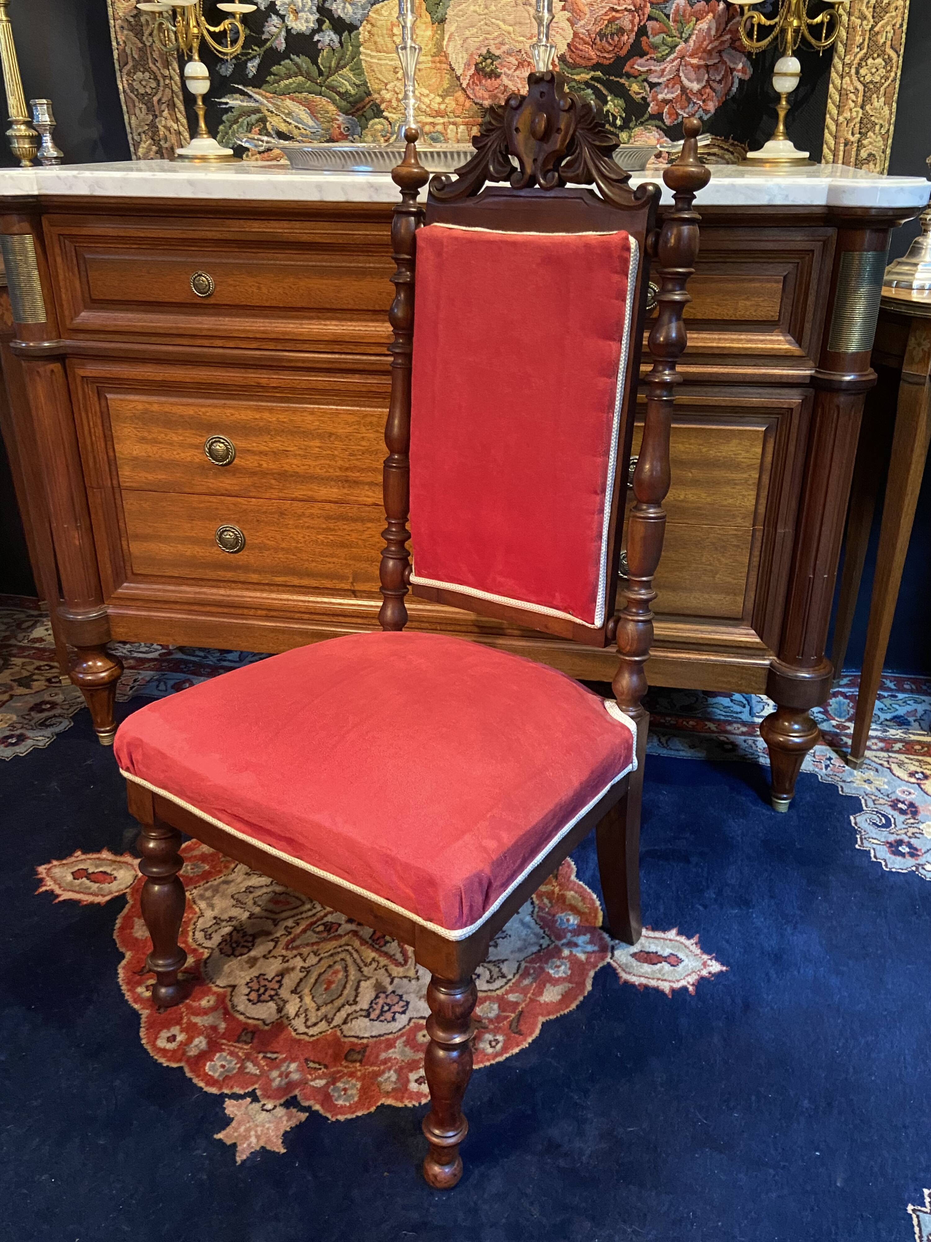 High-backed chaise longue in carved mahogany, 19th century, Napoleon III
