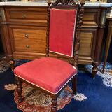 Chaise chauffeuse à haut dossier en acajou sculpté XIXe Napoléon III