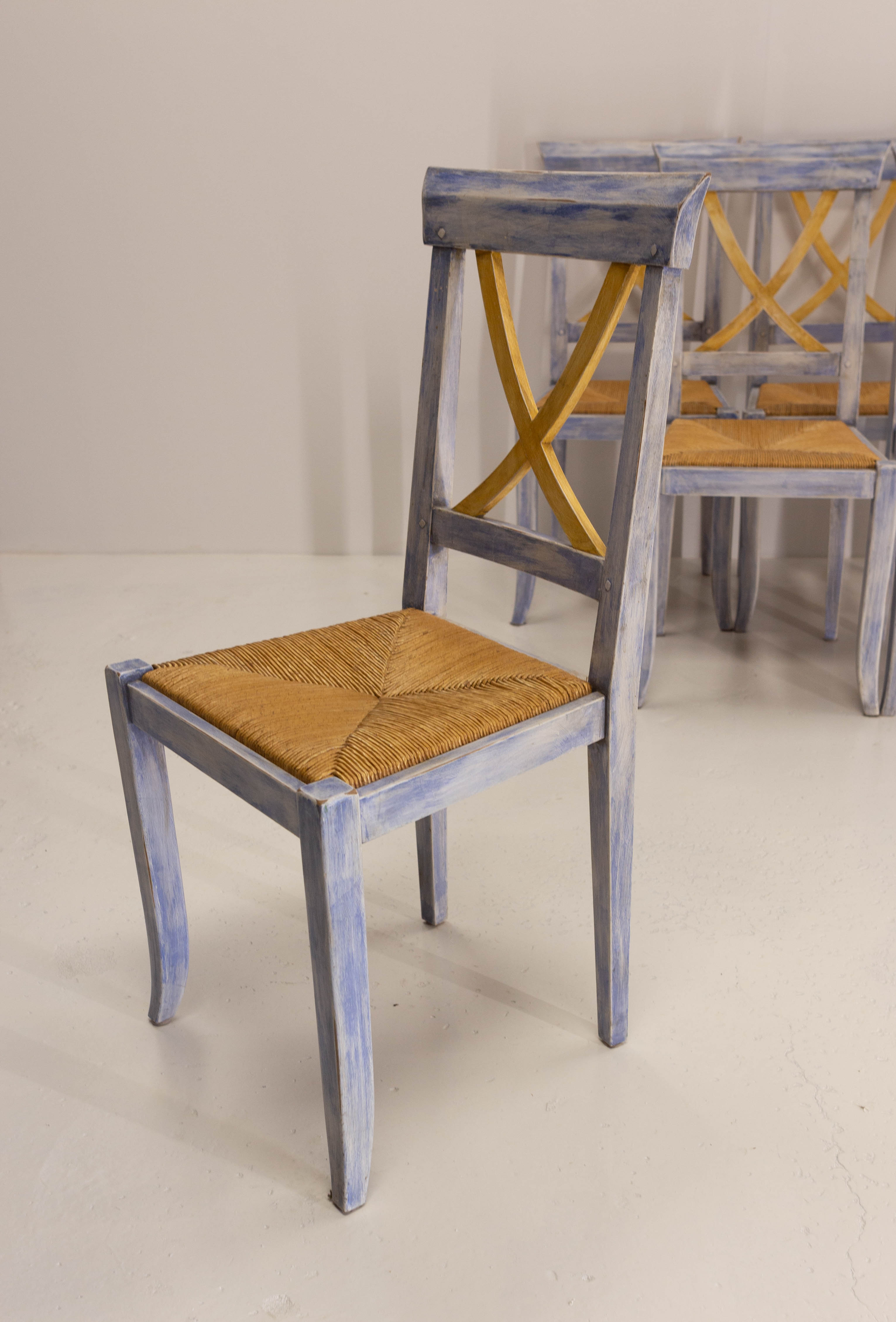 6 mulched provencal style chairs