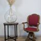Oak and fabric captain's chair - swivel, antique studded finish