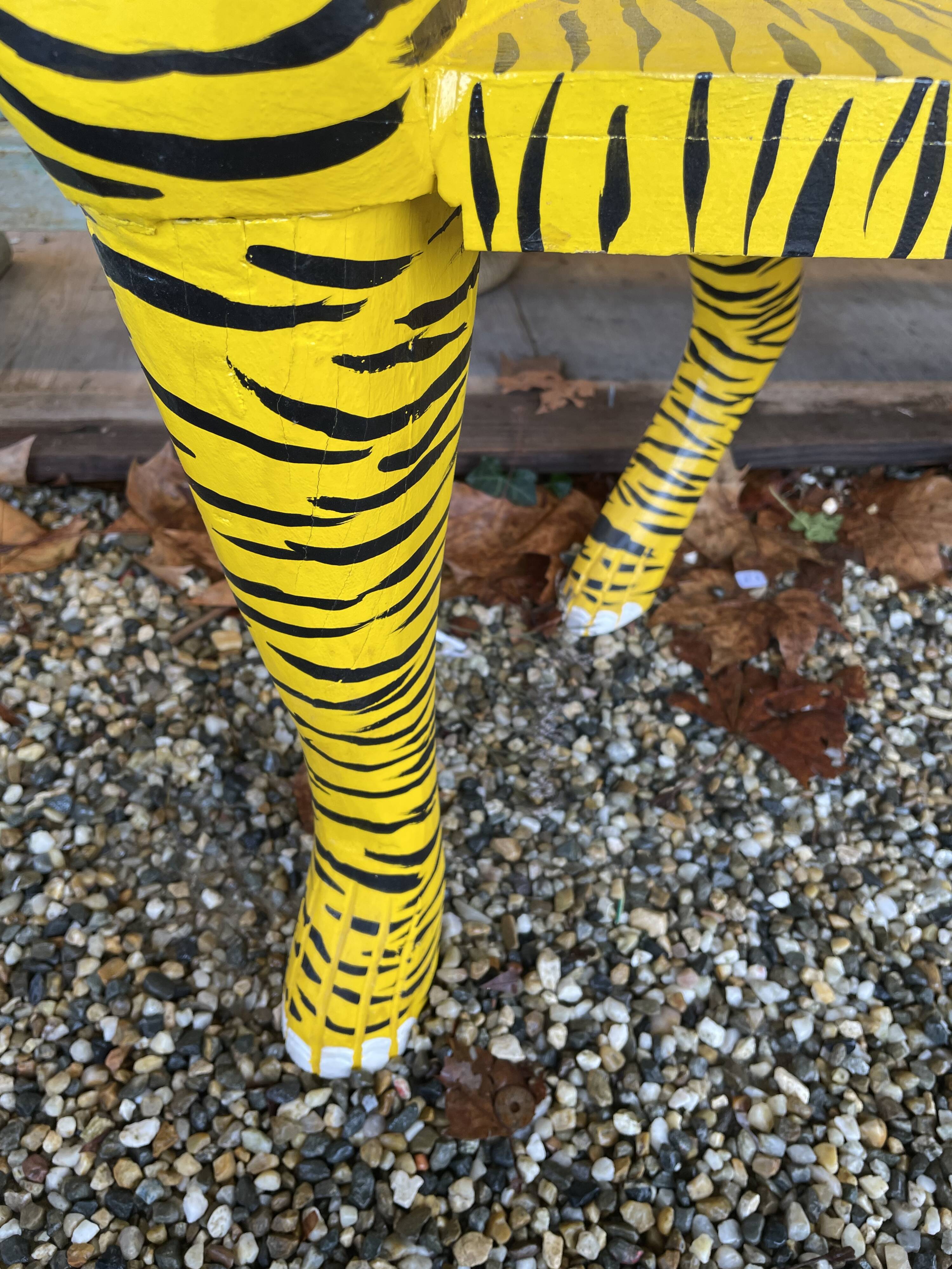 Painted wooden tiger chair