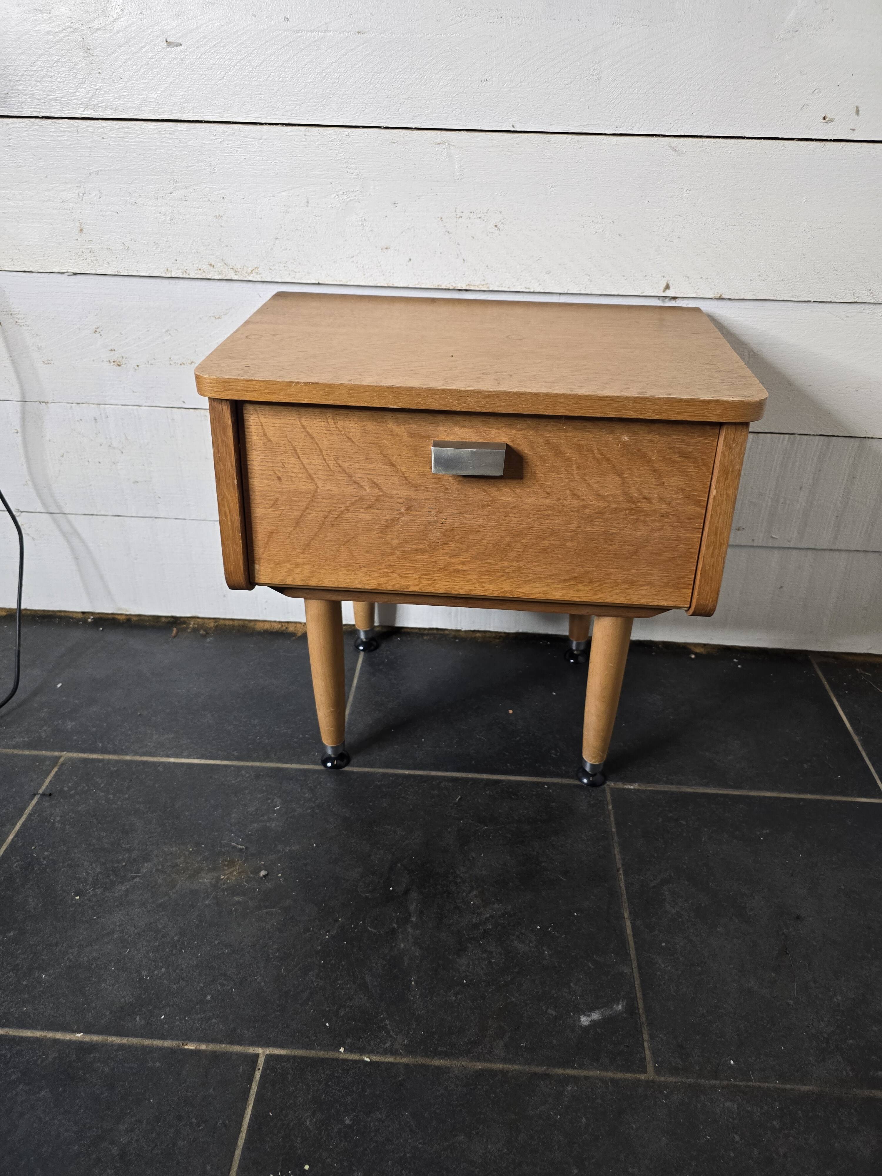 Vintage 60s oak bedside table