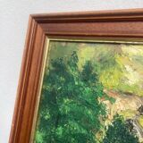 Old paysgae painting oil on canvas assembly