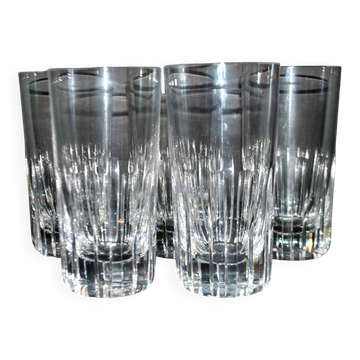 Baccarat lot of 5 Rotary glasses whisky long drink cut crystal signed