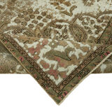 Handmade Turkish Unique 1980s 284 cm x 383 cm Beige Wool Carpet