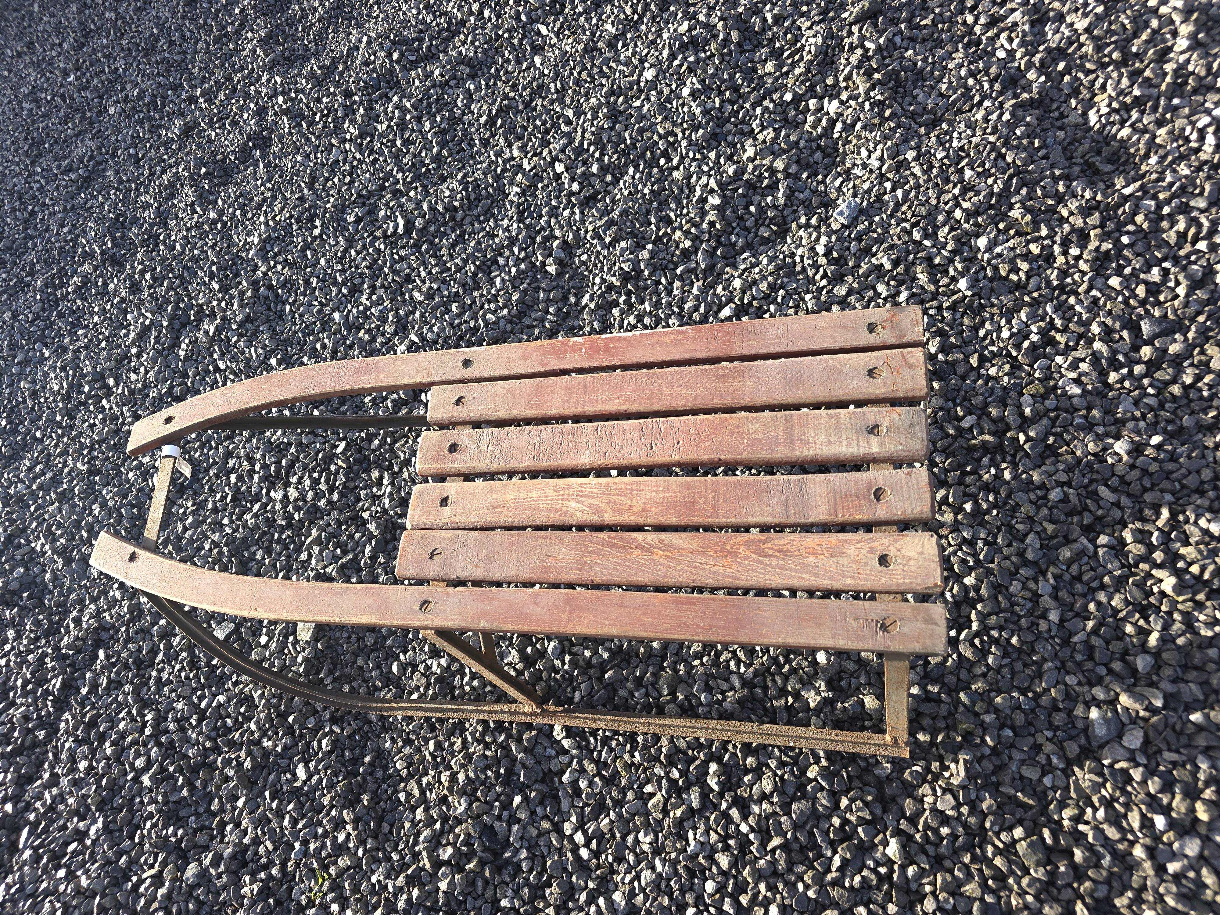 Vintage wooden and iron sled