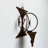 Danish mid-century brutalist metal wall sculpture and candle holder by Henrik Horst, 1960s.