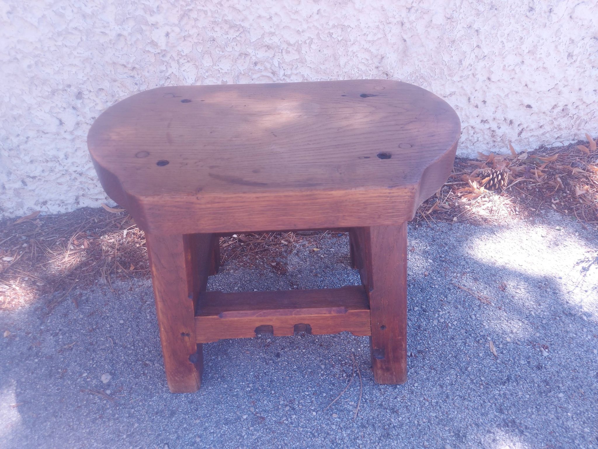 Brutalist wooden stool