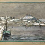 Pencil drawing enhanced with gouache by R Leparmentier (1895-1975)