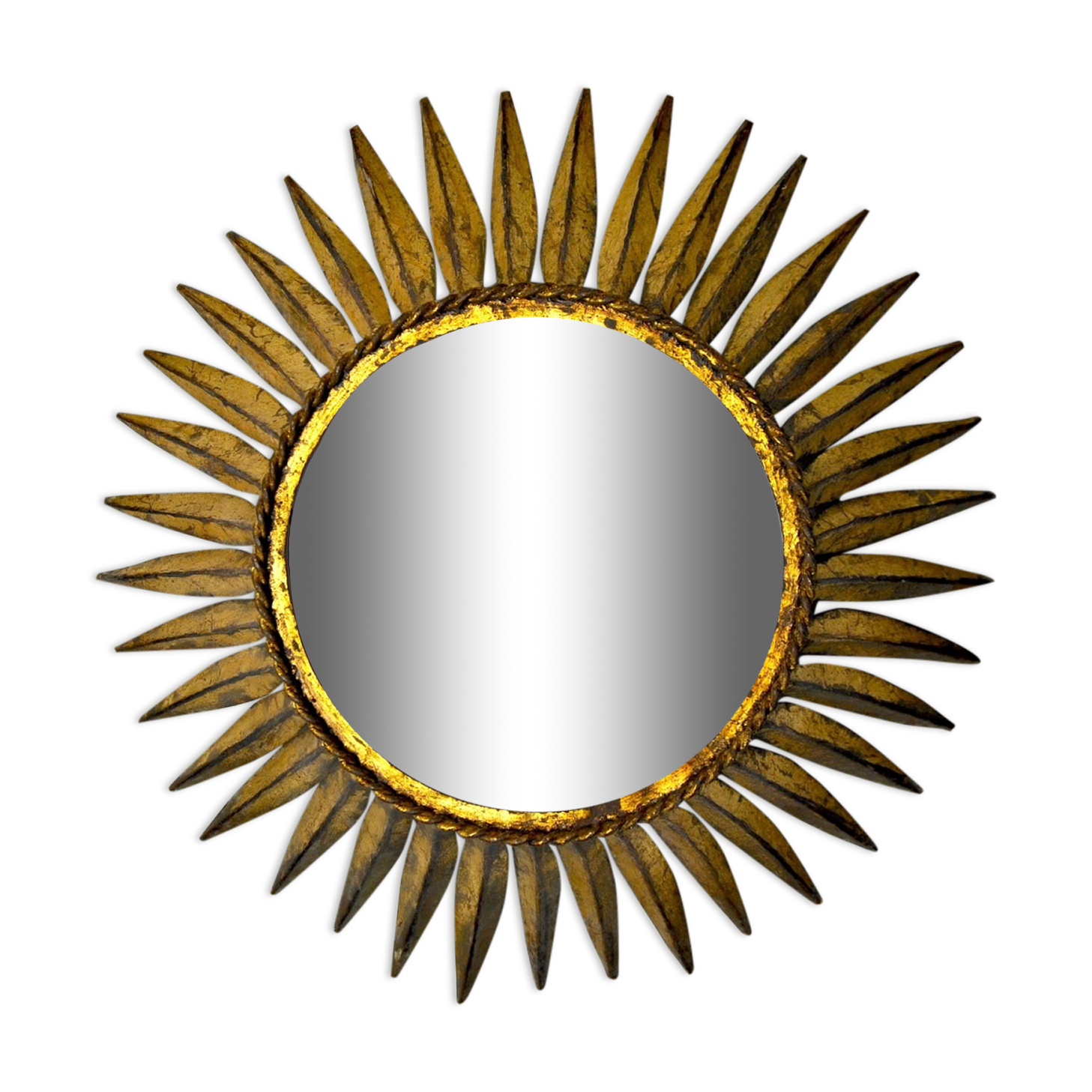 Applique soleil par Ferro Arte, métal et feuille d'or, espagne, 1960