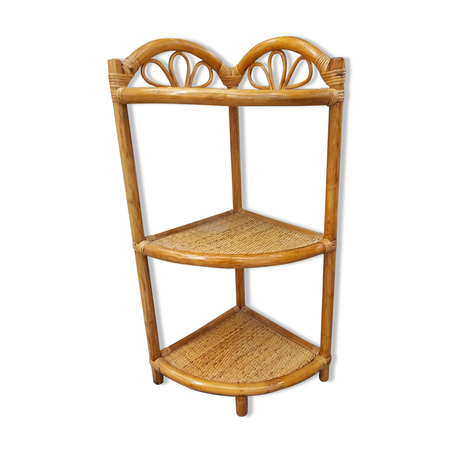 Rattan corner shelf