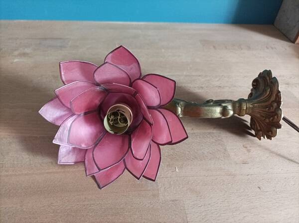 Wall lamp lotus flower petal mother-of-pearl bronze base