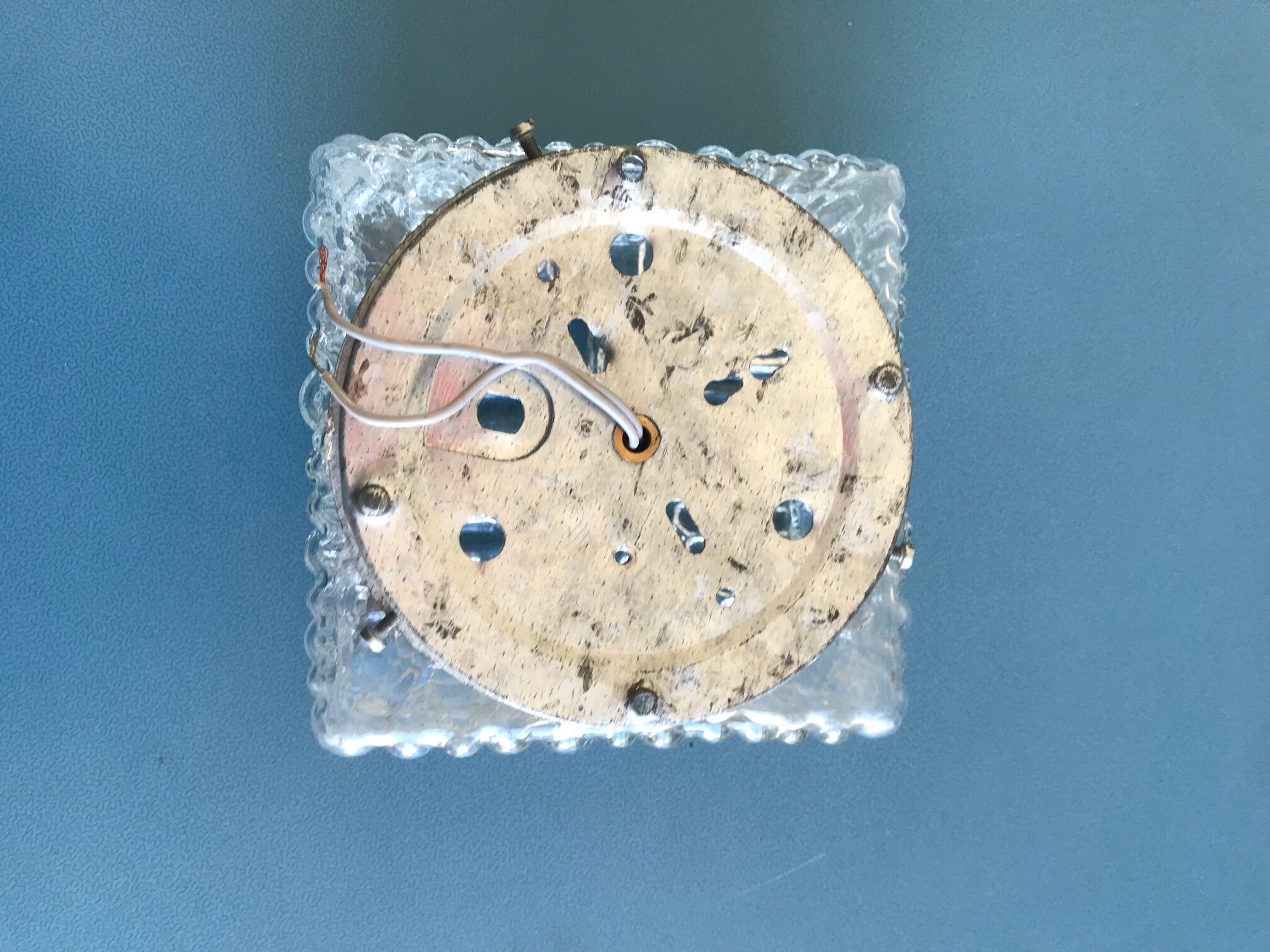 Square ceiling lamp in molded glass