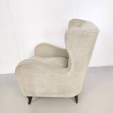 Ivory Lounge Chair with Ottoman in the Style of Gio Ponti, Italy