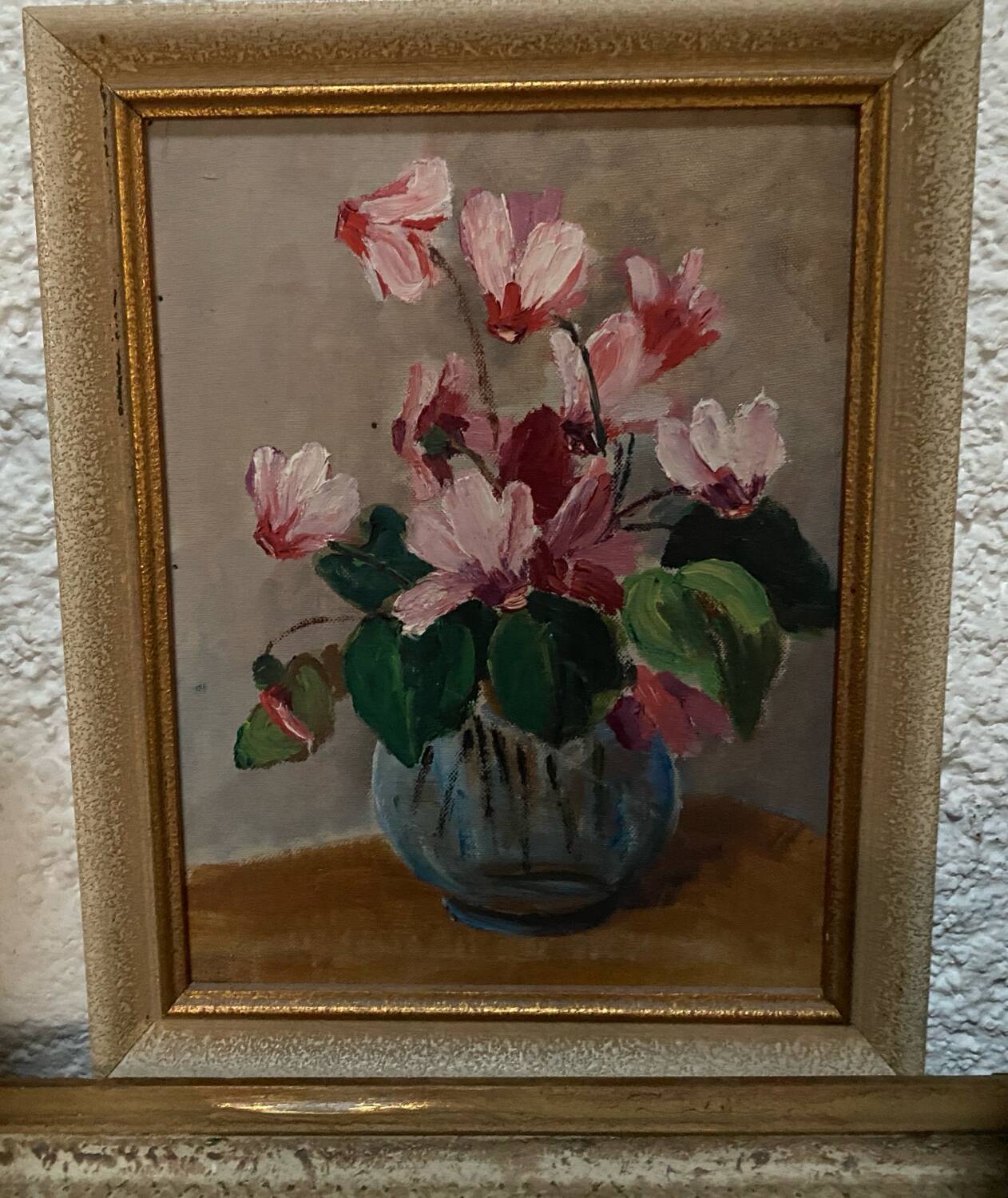 Small old framed oil on cardboard