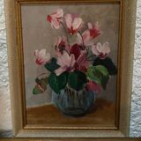 Small old framed oil on cardboard