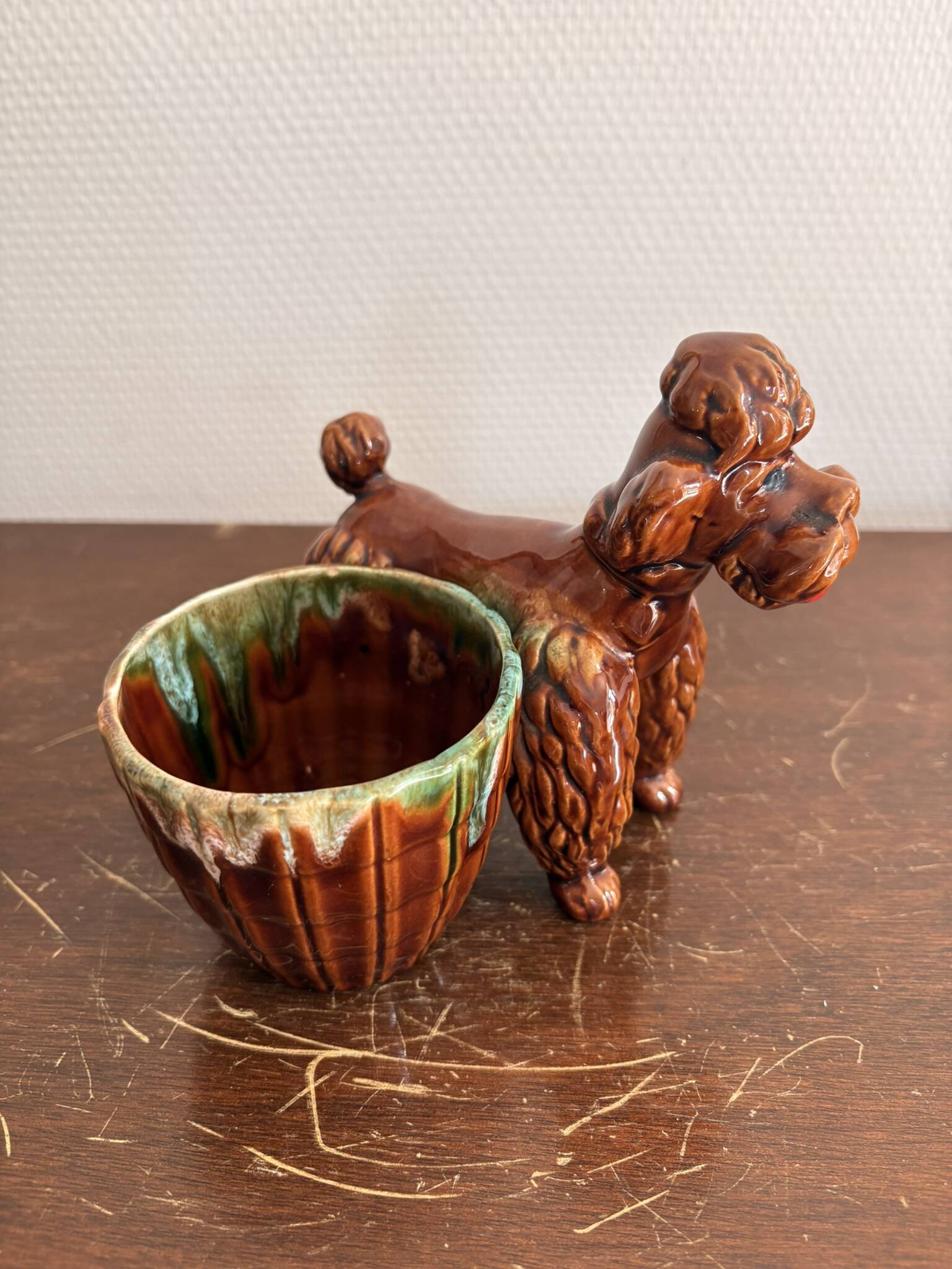 Vide poche, porte allumette en faïence caniche Ditmart Urbach