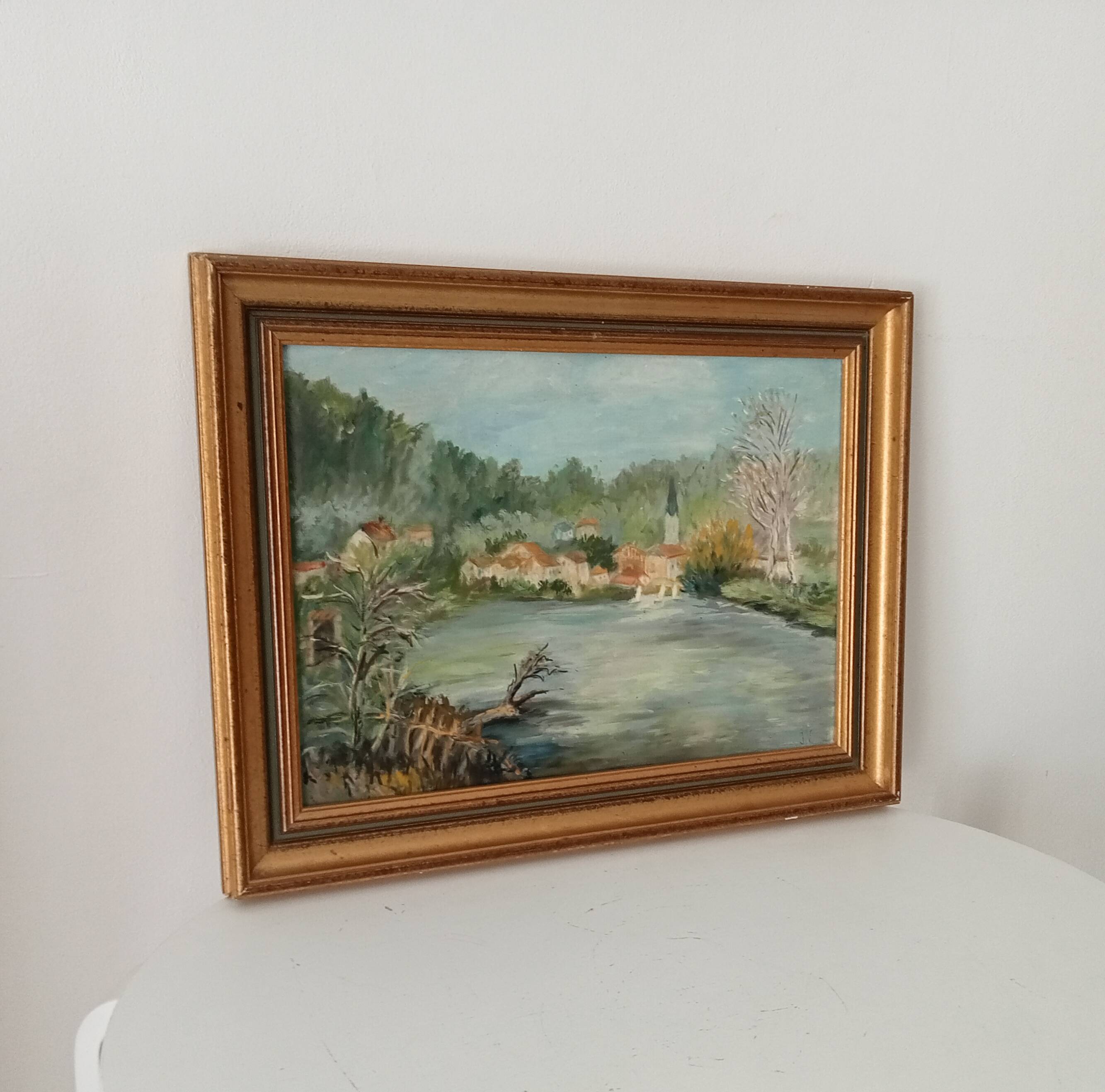 Old painting oil on canvas signed J.V.