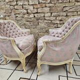 Pair of 1960s silk bergère armchairs