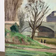 Bridge on the Seine, oil on panel signed A Graves