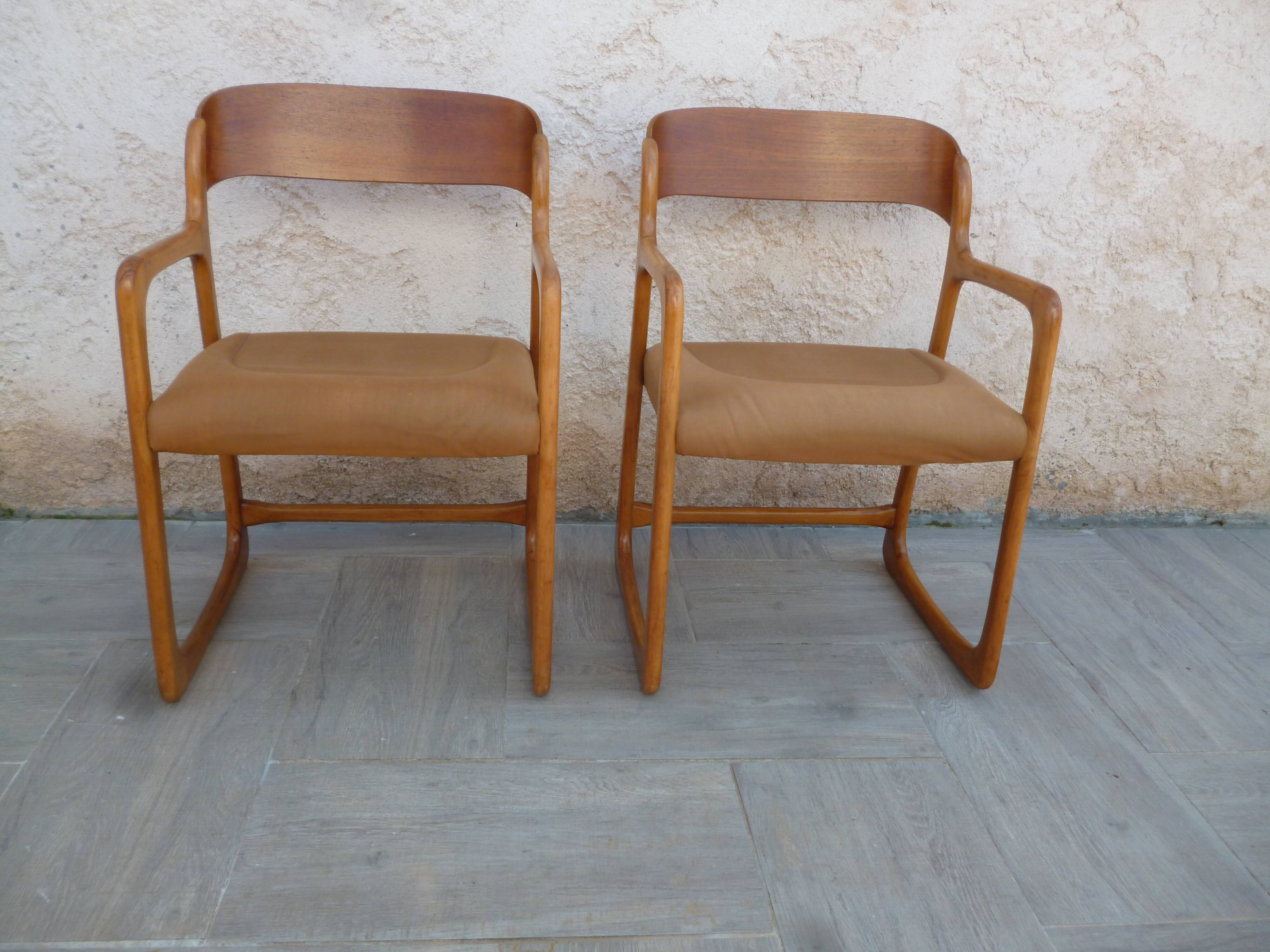 Pair of Baumann armchairs model sled