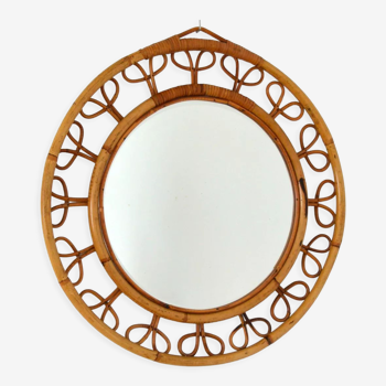 Italian mirror in bamboo and rattan 1950s