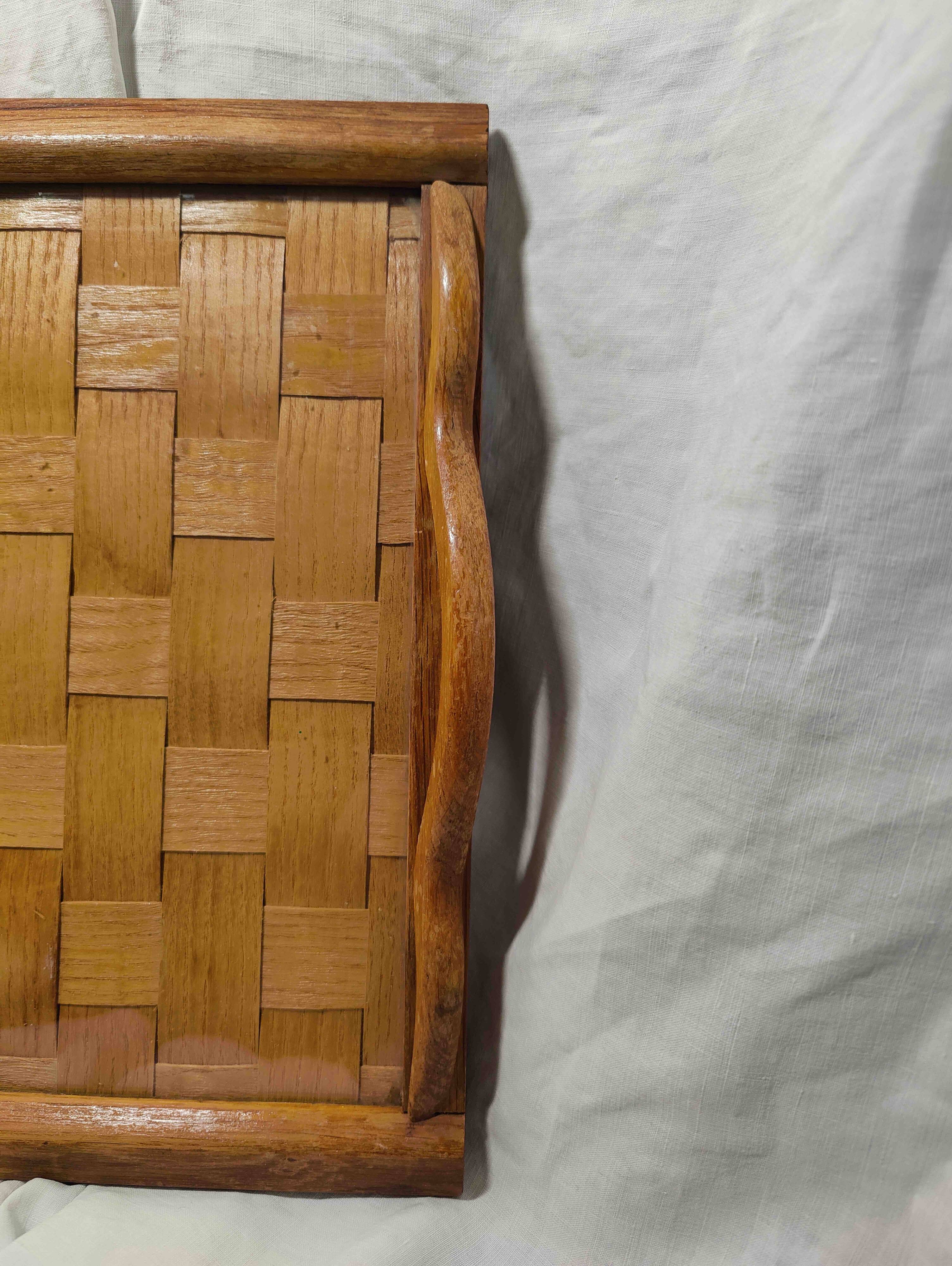 Woven wooden tray