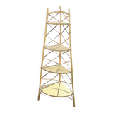 Étagère d angle style Audoux Minnet en rotin vintage 1950