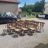 Old bistro chairs in solid oak wood