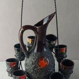 Liquor service in ceramic of Vallauris Fat Lava