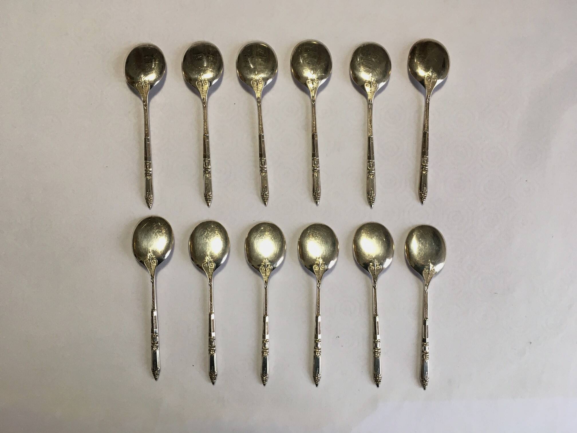 12 ERCUIS silver metal ice cream spoons